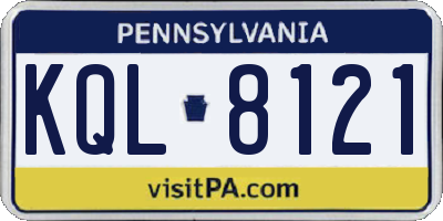 PA license plate KQL8121