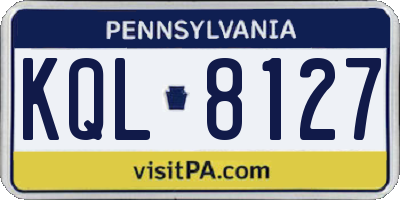 PA license plate KQL8127