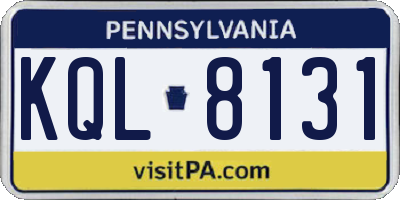 PA license plate KQL8131