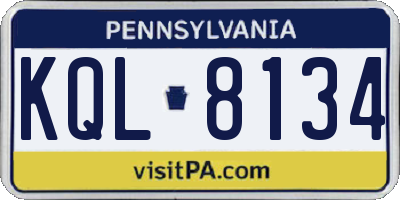 PA license plate KQL8134