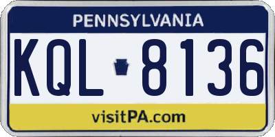 PA license plate KQL8136