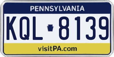PA license plate KQL8139