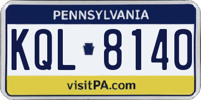 PA license plate KQL8140