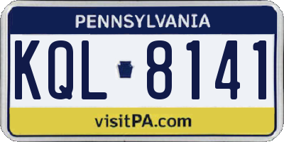 PA license plate KQL8141