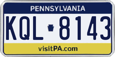 PA license plate KQL8143