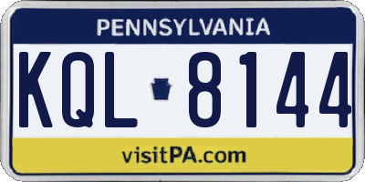 PA license plate KQL8144