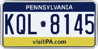 PA license plate KQL8145