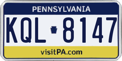 PA license plate KQL8147