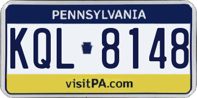 PA license plate KQL8148