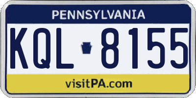 PA license plate KQL8155