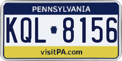 PA license plate KQL8156