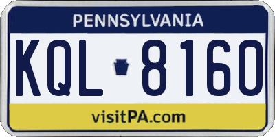 PA license plate KQL8160