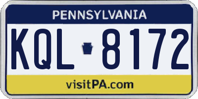 PA license plate KQL8172