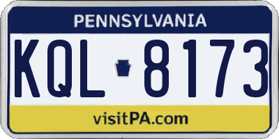 PA license plate KQL8173