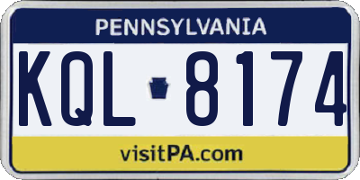 PA license plate KQL8174