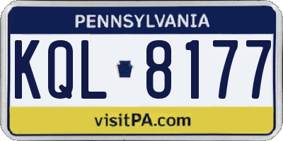 PA license plate KQL8177