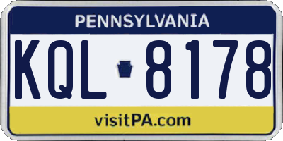 PA license plate KQL8178