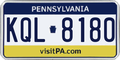 PA license plate KQL8180