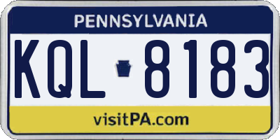 PA license plate KQL8183