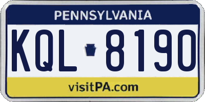 PA license plate KQL8190