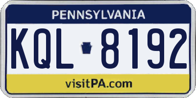 PA license plate KQL8192