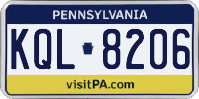 PA license plate KQL8206