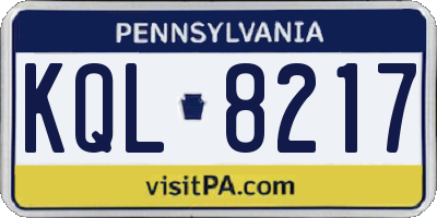 PA license plate KQL8217