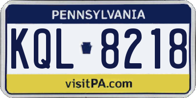 PA license plate KQL8218