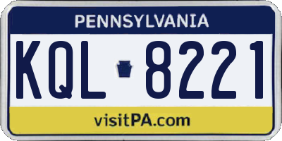 PA license plate KQL8221