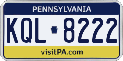 PA license plate KQL8222