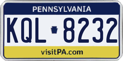 PA license plate KQL8232