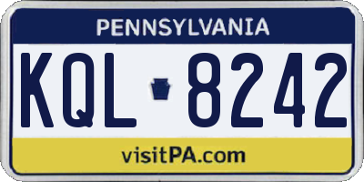 PA license plate KQL8242