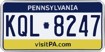 PA license plate KQL8247