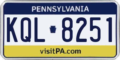PA license plate KQL8251
