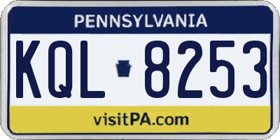 PA license plate KQL8253