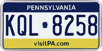 PA license plate KQL8258