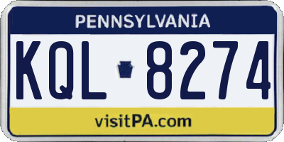 PA license plate KQL8274