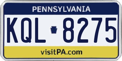 PA license plate KQL8275