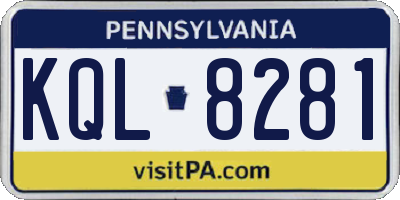 PA license plate KQL8281