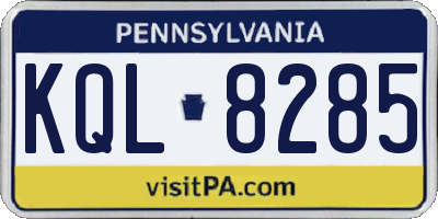 PA license plate KQL8285