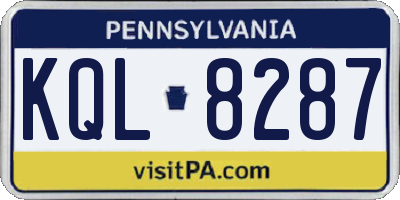 PA license plate KQL8287