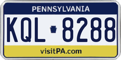 PA license plate KQL8288