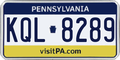 PA license plate KQL8289
