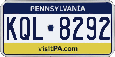 PA license plate KQL8292