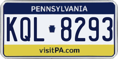PA license plate KQL8293