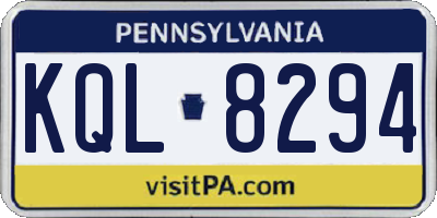 PA license plate KQL8294