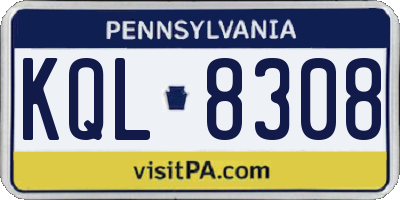 PA license plate KQL8308