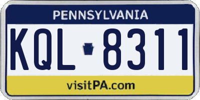 PA license plate KQL8311
