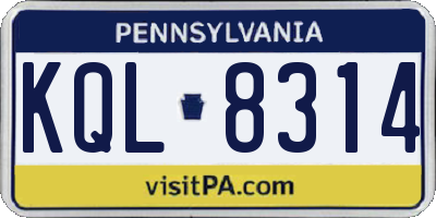 PA license plate KQL8314
