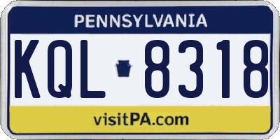 PA license plate KQL8318